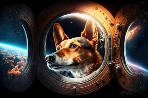 cachorros dentro espaço cinematográfico ilustração generativo ai foto