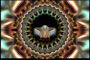 Águia animal mandala fractal ilustração generativo ai foto