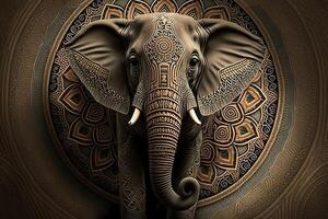 elefante animal mandala fractal ilustração generativo ai foto