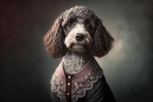 moda cachorro bonita mulher vestir ilustração generativo ai foto