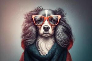 moda cachorro bonita mulher vestir ilustração generativo ai foto