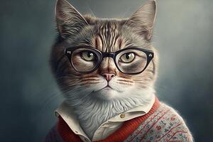 moda gato bonita mulher vestir ilustração generativo ai foto