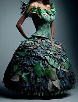 moda vestir fez de reciclado lixo plástico ilustração generativo ai foto