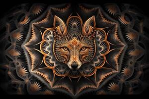 Raposa animal mandala fractal ilustração generativo ai foto