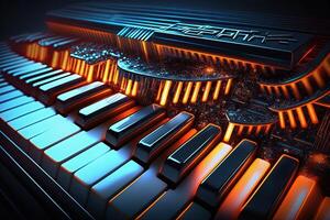 futurista teclado música piano com errado chaves posições ilustração generativo ai foto