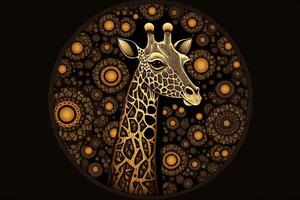 girafa animal mandala fractal ilustração generativo ai foto