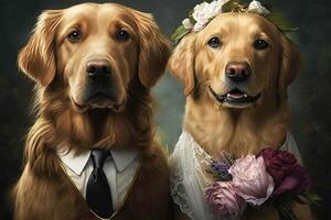 cachorro Casamento ilustração generativo ai foto