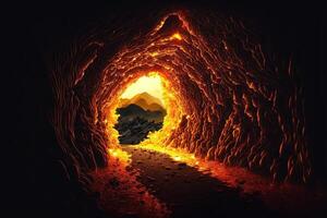 estrangeiro planeta túneis fez do ouro ilustração generativo ai foto