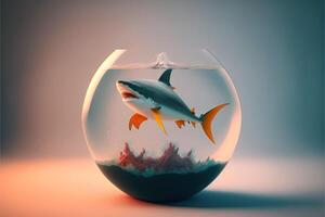 Tubarão dentro uma peixe tigela ilustração obra de arte generativo ai foto