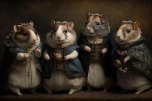 hamster animais vestido dentro vitoriano era roupas ilustração generativo ai foto