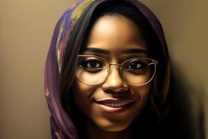 mundo hijab dia em fevereiro 1, hijab menina mulheres cabeça cobrir abstrato representação generativo ai foto