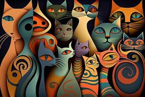 internacional gato dia abstrato ilustração generativo ai foto