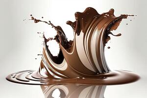 líquido chocolate onda em branco fundo ilustração generativo ai foto