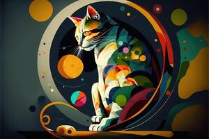 gato projetado dentro a estilo do Kandinsky e a bauhaus arte movimento ilustração generativo ai foto