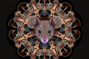rato animal mandala fractal ilustração generativo ai foto