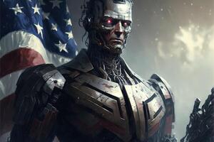 a Novo Presidente do Unidos estados do América é uma cyborg robô andróide ilustrativo generativo ai foto