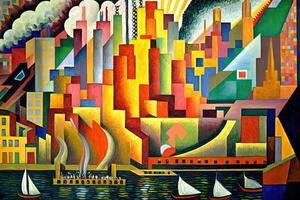 sem jeito Kandinsky estilo imaginário representação Novo Iorque cidade E se pintado de artista ilustração generativo ai foto