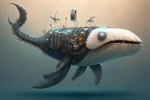 robô cyborg baleia ilustração generativo ai foto