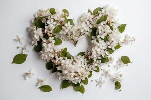 colori flores em branco fundo coração forma ilustração generativo ai foto