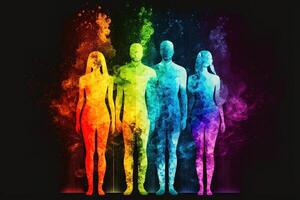 gênero espectro abstrato conceito do humano diversidade usando diferente cores ilustração generativo ai foto