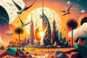 dubai abstrato Horizonte Como a futuro do criptografia comunidade ilustração generativo ai foto