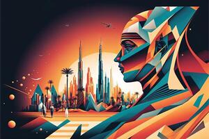 dubai abstrato Horizonte Como a futuro do criptografia comunidade ilustração generativo ai foto