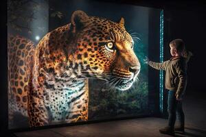 futuro jardim zoológico zoológico parque oferta visitantes realista holográfico e mecânico versões do alguns do a mundo a maioria fascinante criaturas ilustração generativo ai foto