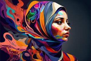 mundo hijab dia em fevereiro 1, hijab menina mulheres cabeça cobrir abstrato representação generativo ai foto