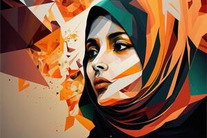 mundo hijab dia em fevereiro 1, hijab menina mulheres cabeça cobrir abstrato representação generativo ai foto