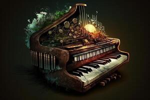 mundo piano teclado internacional música dia com errado chaves posições ilustração generativo ai foto