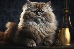gato modelagem para uma luxo ultra caro gato Comida linha produtos ilustração generativo ai foto