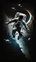 caminhada espacial, com a astronauta flutuando acima a terra Smartphone telefone original fantasia único fundo trava tela papel de parede ilustração generativo ai foto
