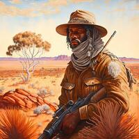 animal soldado dentro Austrália interior ilustração generativo ai foto