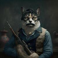 gato com grandes bigodes é a Novo patrão do sinaloa mexicano droga cartel ilustração generativo ai foto