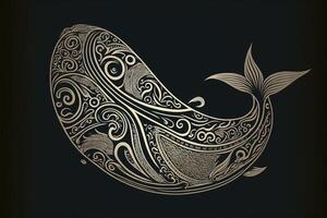 maori tribal baleia esboço polinésio tatuagem padronizar ilustração generativo ai foto