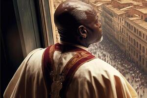 Preto papa somente eleito dentro Vaticano ilustração generativo ai foto