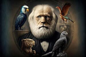 mundo Darwin dia representando a evolução teoria ilustração generativo ai foto