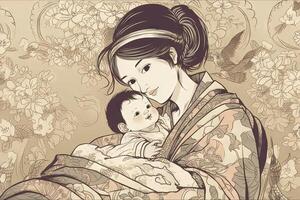 bebê dentro a mãe barriga ilustração ilustração generativo ai foto
