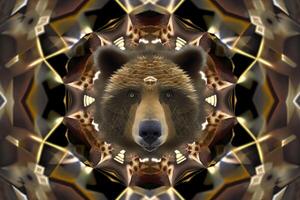 Urso animal mandala fractal ilustração generativo ai foto