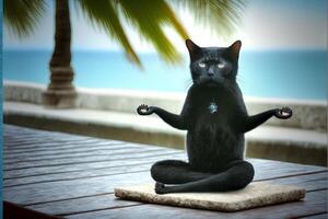 gato fazendo ioga ilustração generativo ai foto