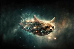 gato forma nave espacial ilustração generativo ai foto