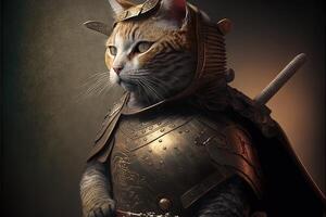 gato samurai ilustração generativo ai foto