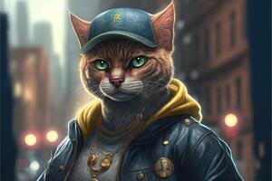 rapper gato ilustração generativo ai foto