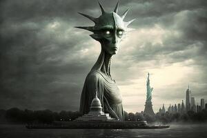 estátua do liberdade é a estrangeiro ilustração generativo ai foto
