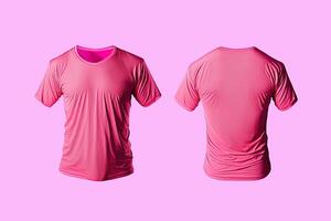 foto realista masculino Rosa Camisetas com cópia de espaço, frente e costas visualizar. ai gerado