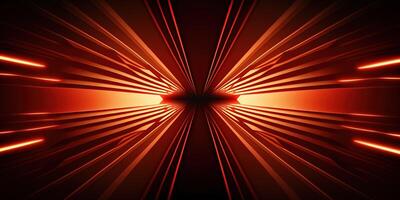 simétrico vermelho néon luz abstrato fundo com linhas e formas. ai gerado foto