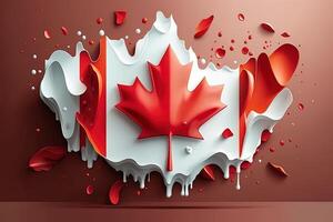 feliz Canadá dia bandeira com respingo efeito gerado ai foto
