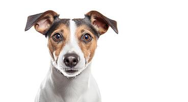 ai generativo. jack russell cachorro cachorro em branco foto