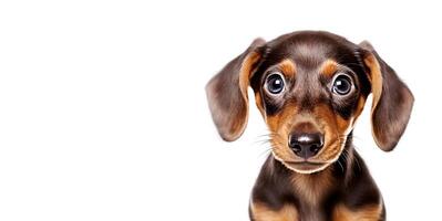 ai generativo. dachshund cachorro em uma branco foto