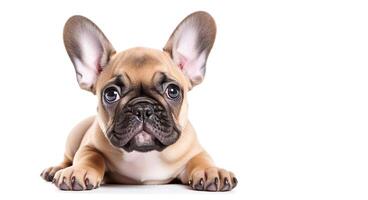 ai generativo. francês buldogue cachorro em branco foto